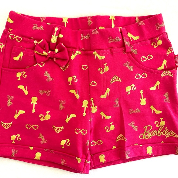 Barbie Girls Pink Gold Sz‎ 12 Viscose Blend Lightweight Spell Out All Over Print - Picture 1 of 12